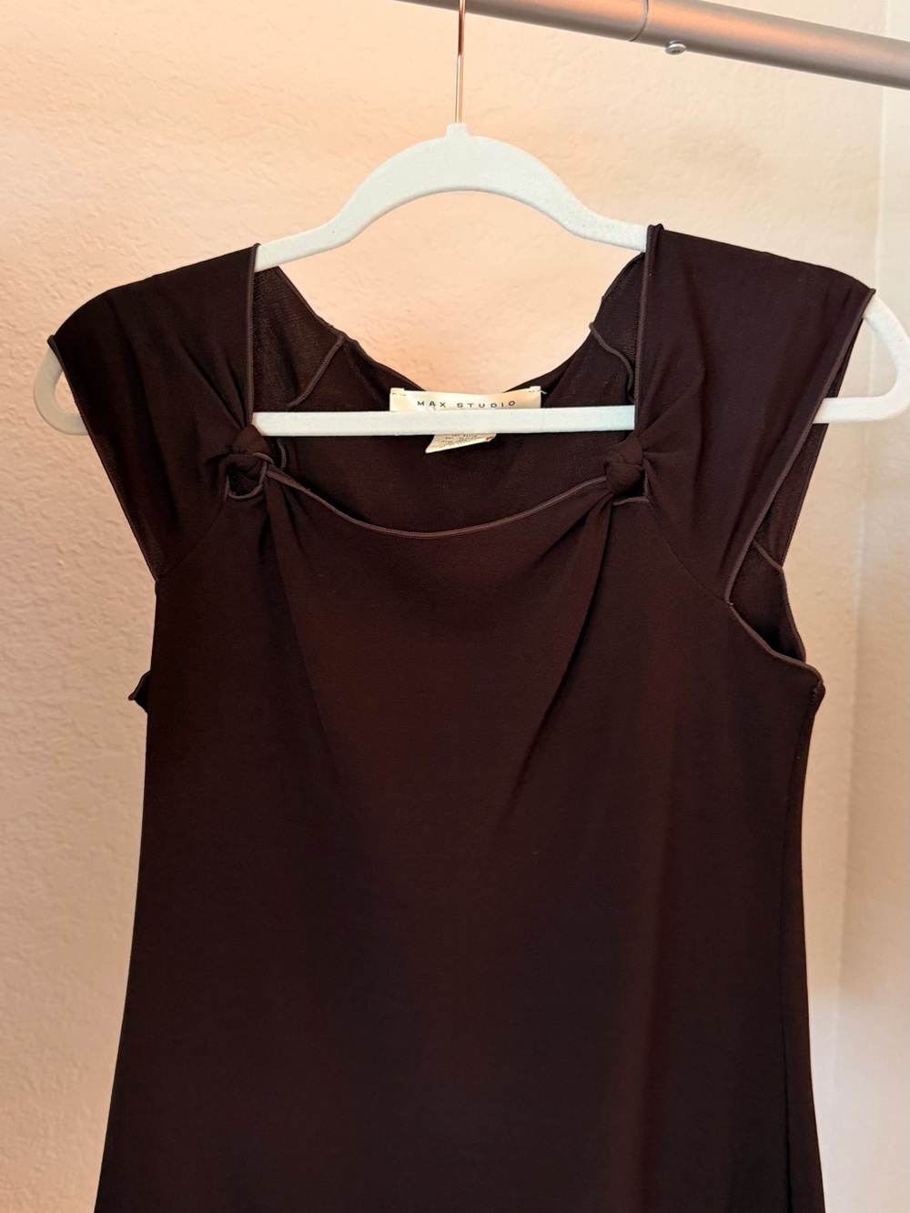 Vintage Max Studio Dark Brown Knot-Detail Sleeveless Tank